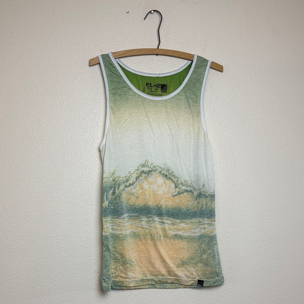 Eluxe Green Wave Print Tank Top